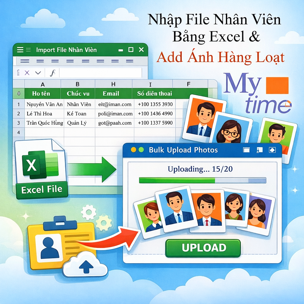 Hướng dẫn sử dụng Phần mềm Mytime -Nhập nhân viên bằng file Excel và Add ảnh hàng loạt